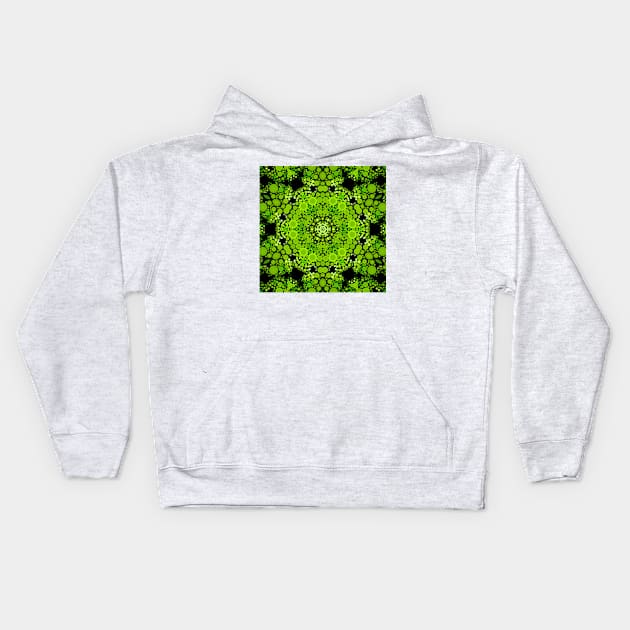 Dot Mandala Flower Green Kids Hoodie by WormholeOrbital